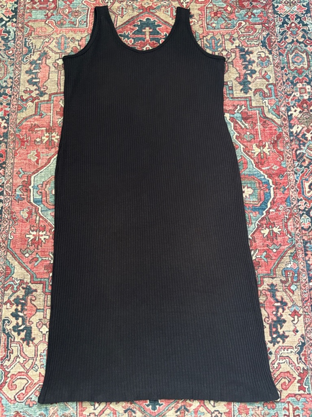 Classic Black Ribbed Tank Dress - Women's Sheath Dress
